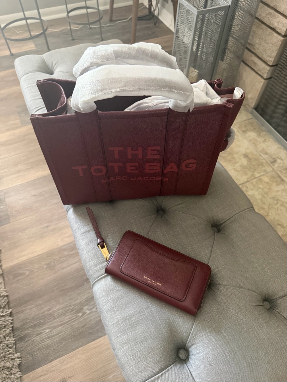 Marc Jacobs The Tote Bag - Burgundy Red Canvas Logo Tote